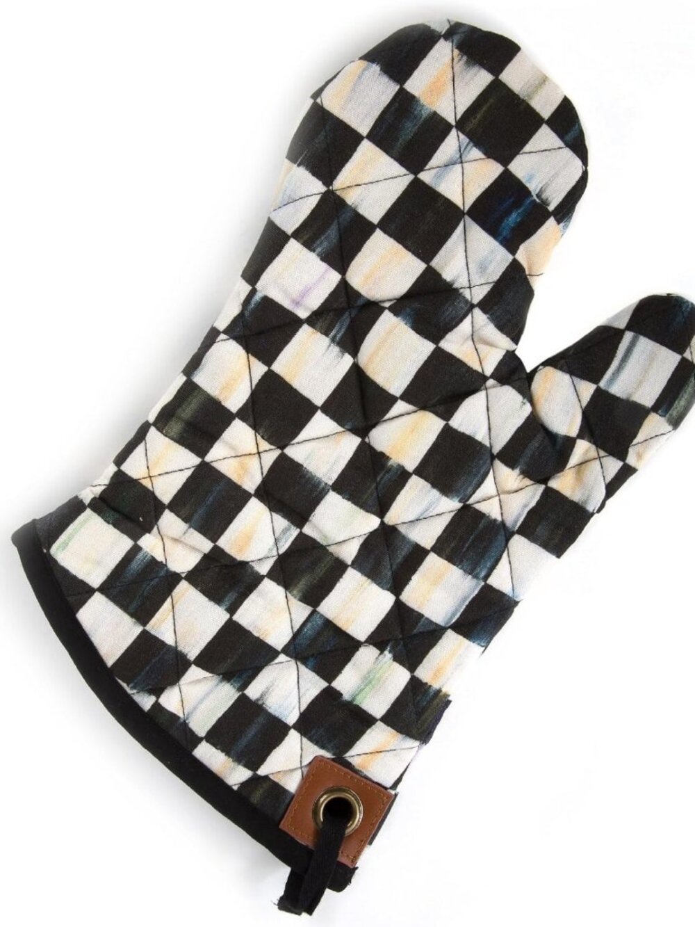 Stylish Black-and-White Checkered Bistro Oven Mitt for Kitchen Cooking & Baking
